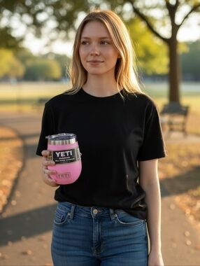 Yeti Pink Rambler 10oz Wine Tumbler with Clear Lid.